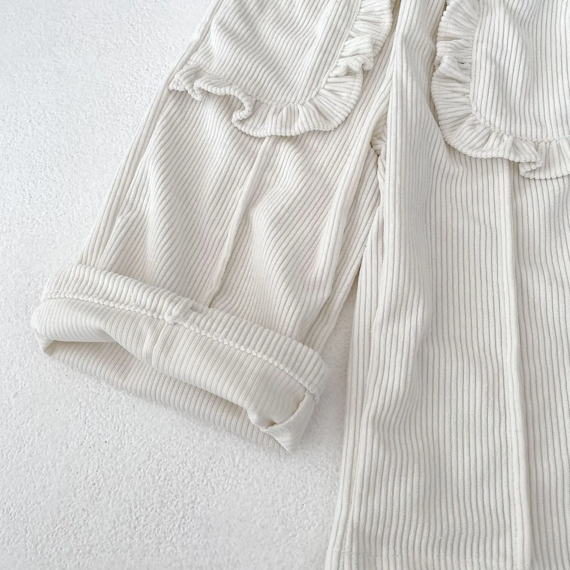 ​​2025 Fall Baby Girl Corduroy Pants Korean Style Pocket Lace Trim Straight Leg Casual 0 To 4 Years