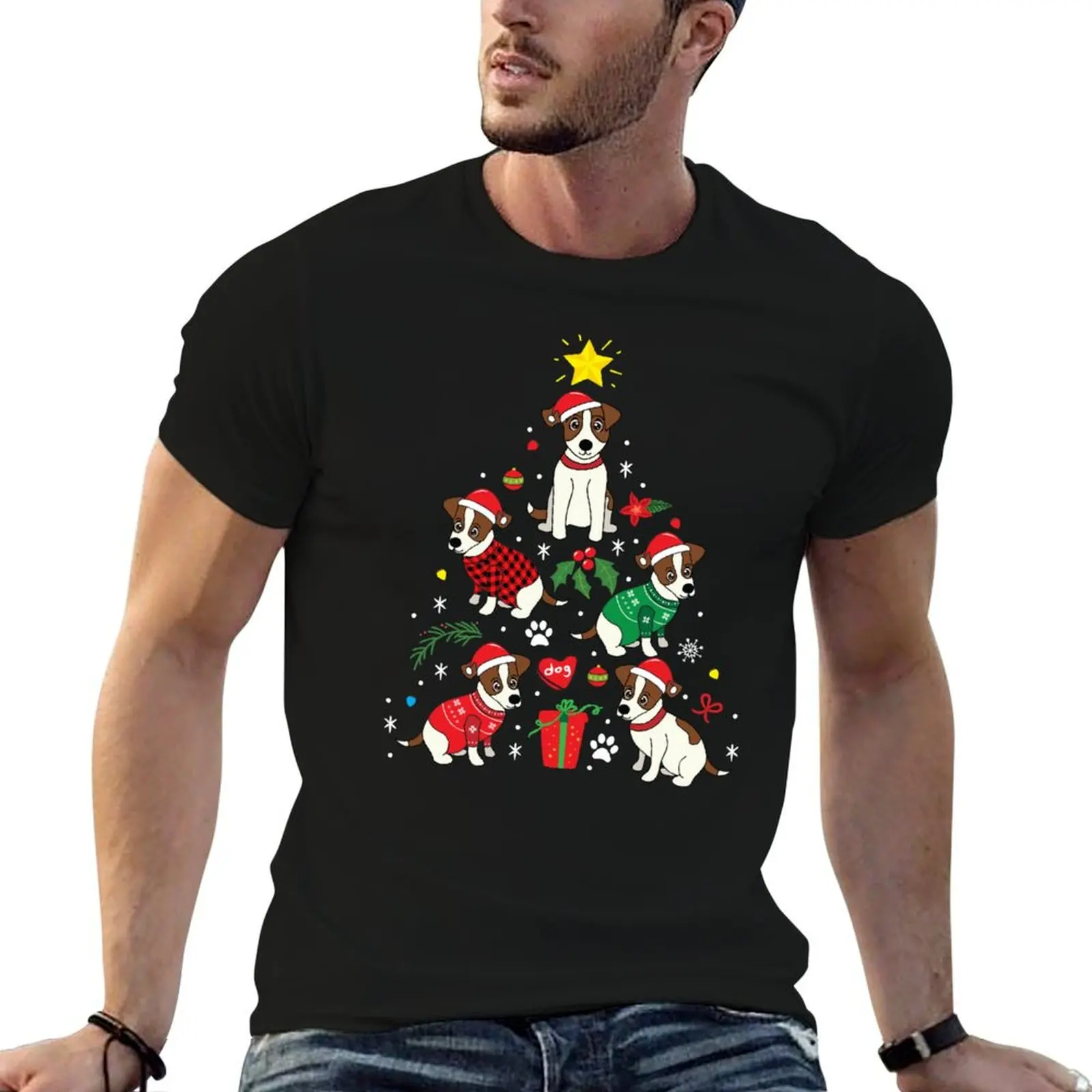 

Jack Russell Christmas Ornament Tree T-Shirt cotton t shirts high quality cotton t shirt pack T-Shirt