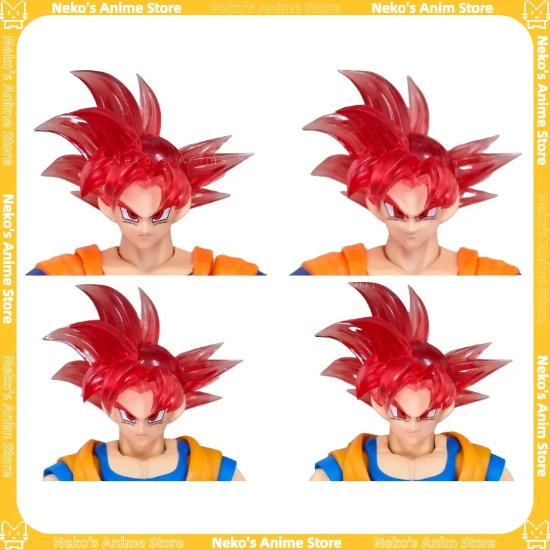 

NONO Custom Dragon Ball Z SHF Super Saiyan God SSG Red Hair Son Goku Heads Accessories Kit PVC Action Figure Anime Model Toy