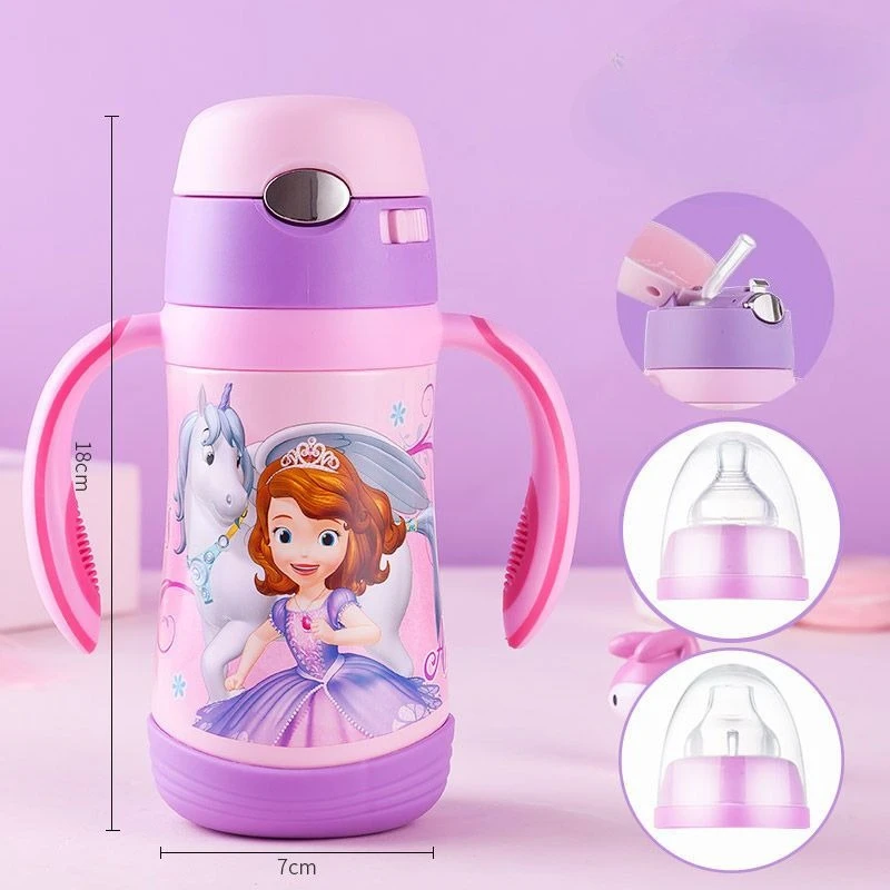 

Cute Sofia Princess Lightweight Vacuum Dual Handle Insulated Straw Water Bottle with Leakproof Portable Reusable Student