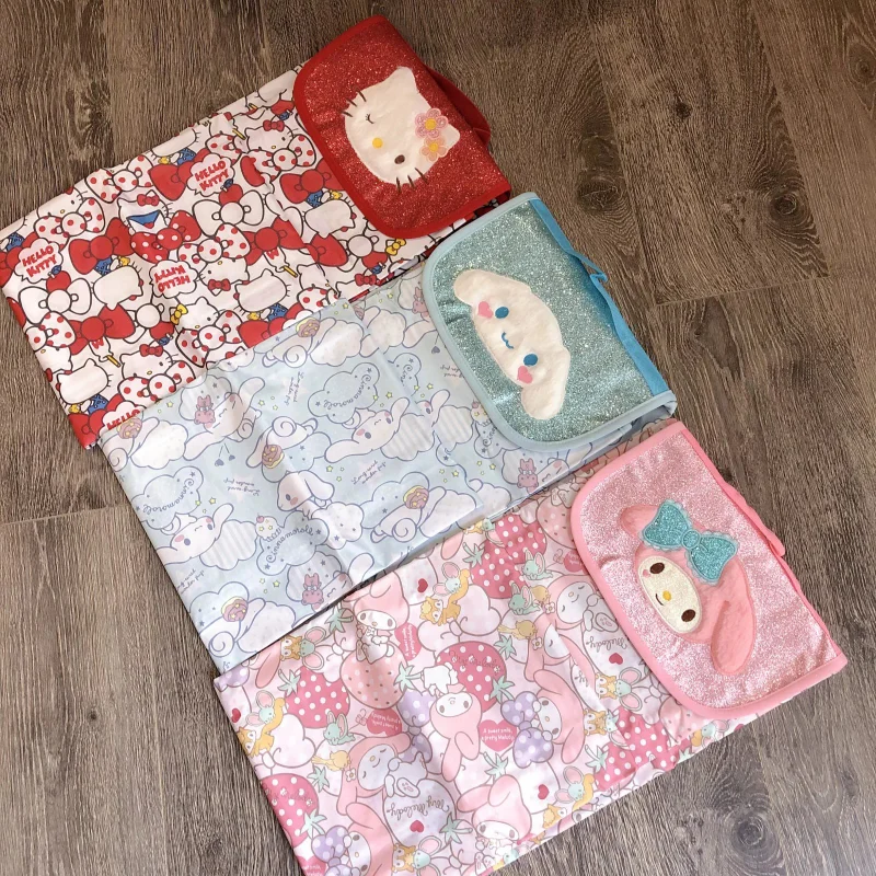 Sanrio Hello Kitty lindo dulce camping vajilla impermeable Melody estampado de dibujos animados, picnic portátil al aire libre alfombra gruesa