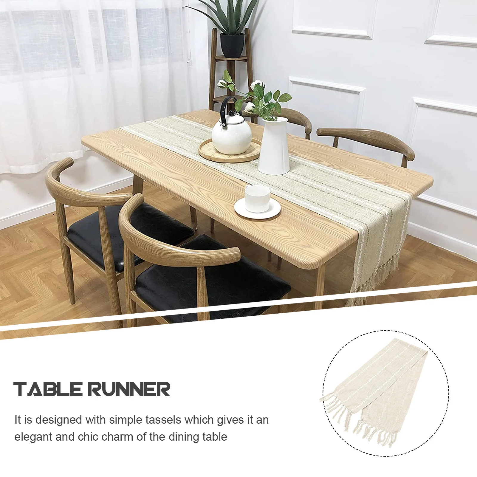 

Retro Tassel Cotton Linen Table Runner Decorative Dining Tablecloth Coffee Table Runner Vintage Home Use Decorative Tablecloth