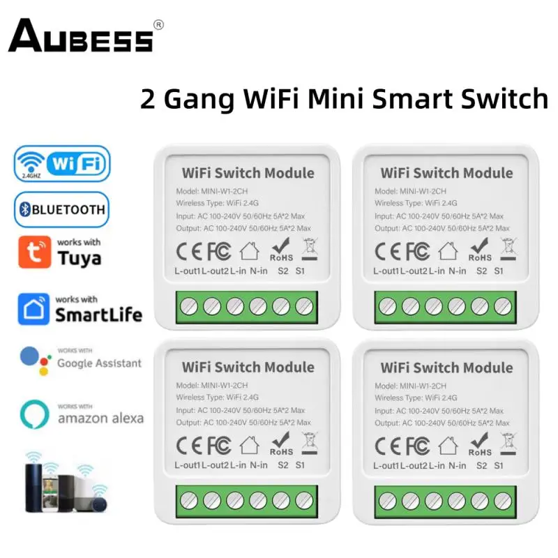 

1-10 шт. Модуль мини-умного переключателя TUYA WiFi, 2-бандовый таймер для умного дома, беспроводной пульт дистанционного управления, работает с приложением Smart Life