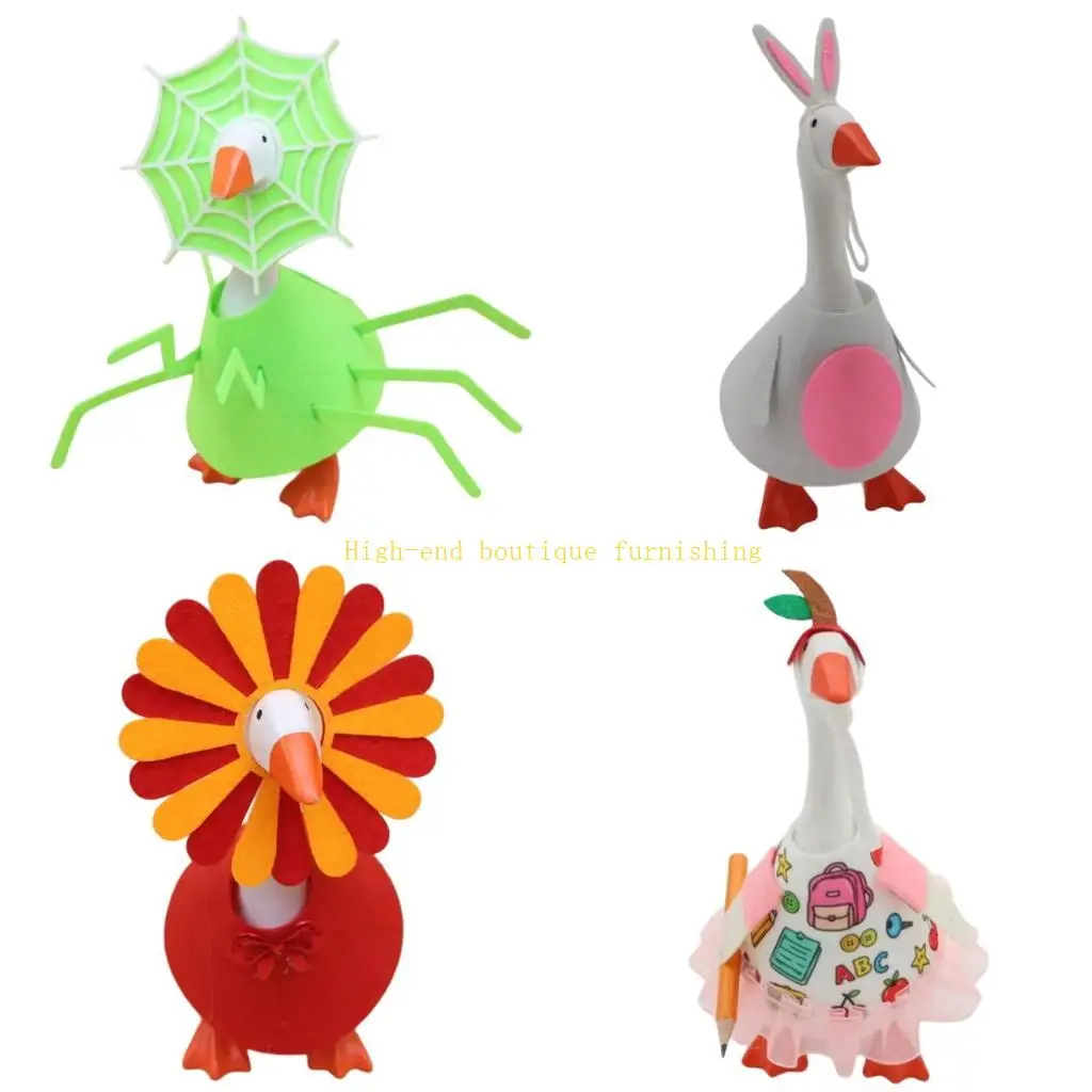 L9NB Tabletop Geese Figure Outfit Set, Felt Handmade Look Costume Accessory for 7 Inch Desk Figure and Shelf Display