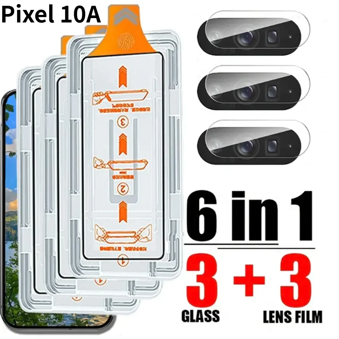

Защитная пленка из закаленного стекла 6IN1 Ultra HD Clear для Google Pixel 10 9 A/Pro XL 8, комплект для установки в один клик без пыли и пузырьков