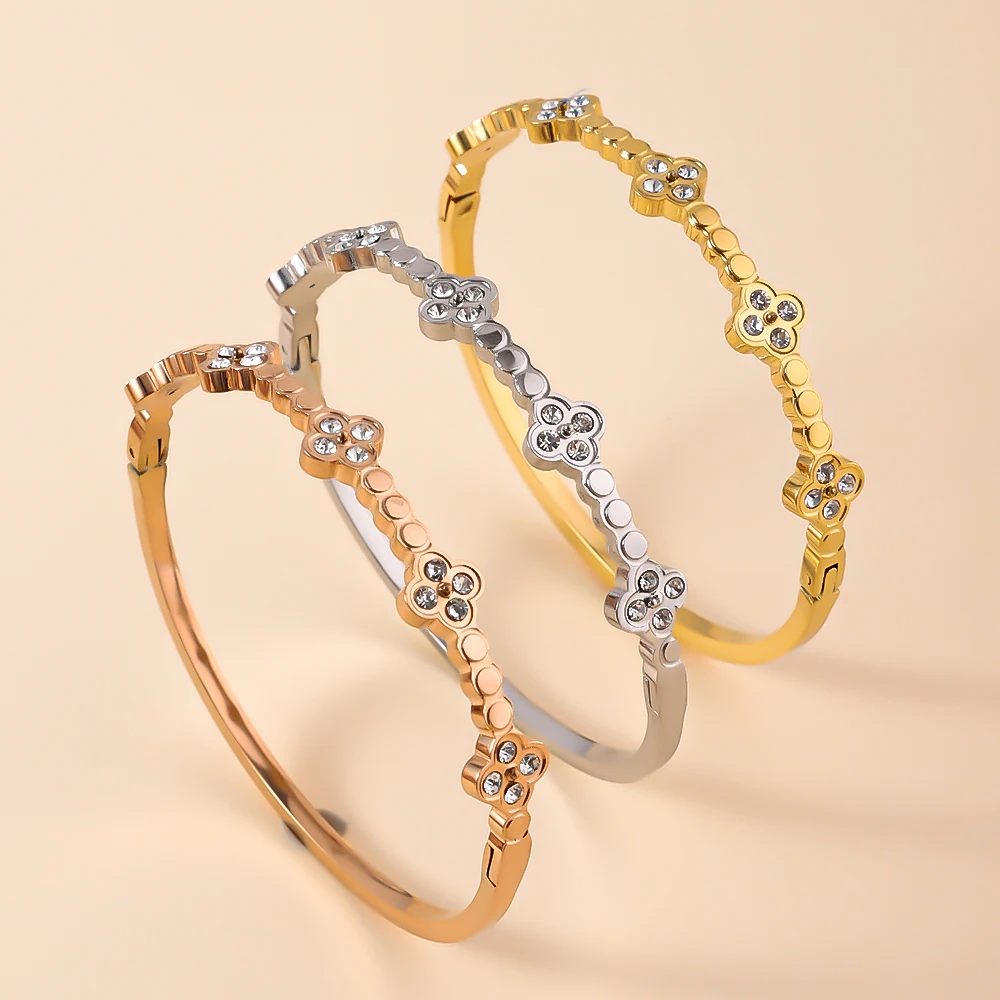 

ZHIRUI High Quality Stainless Steel Luxury Bracelet, Shiny Zircon Bracelet, Exquisite Women's Wrist Jewelry Accessories Gift