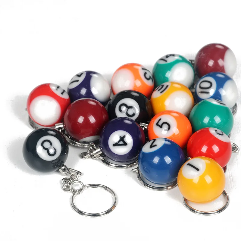 2019 Fashion creative unisex 25mm pure black 8th billiards key ring billiards supplies billiards gift black 8 key ring pendant