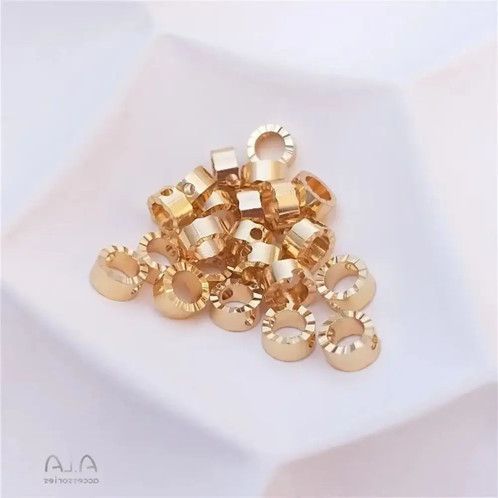 14K Gold-Color Wavy Edge Batch Flower Bead Set Bead Hoop Handmade Bead Ring DIY Bracelet Earrings Jewelry Accessories K055