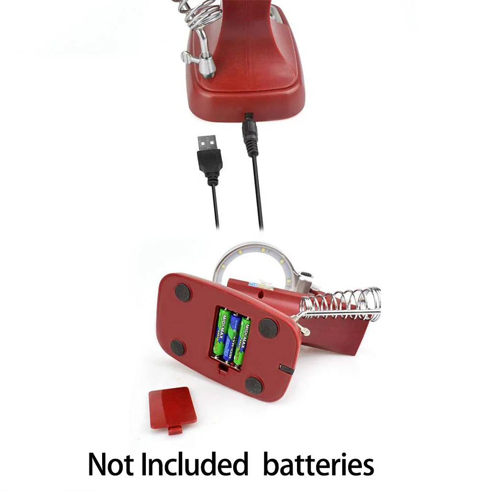 Red/Black Welding Magnifying+Glass LED Light 3X 4.5X Lens Auxiliary Clip Help Hand Desktop Magnifier Soldering Stand Repair Tool