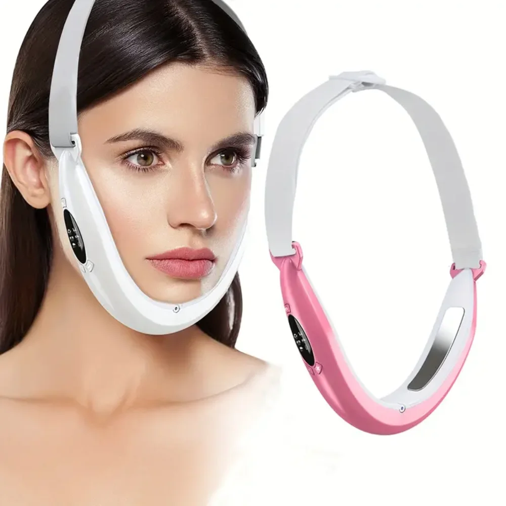 EMS facial lift massager micro current vibration lifting double chin v face three color light multi gear adjustable facial lift