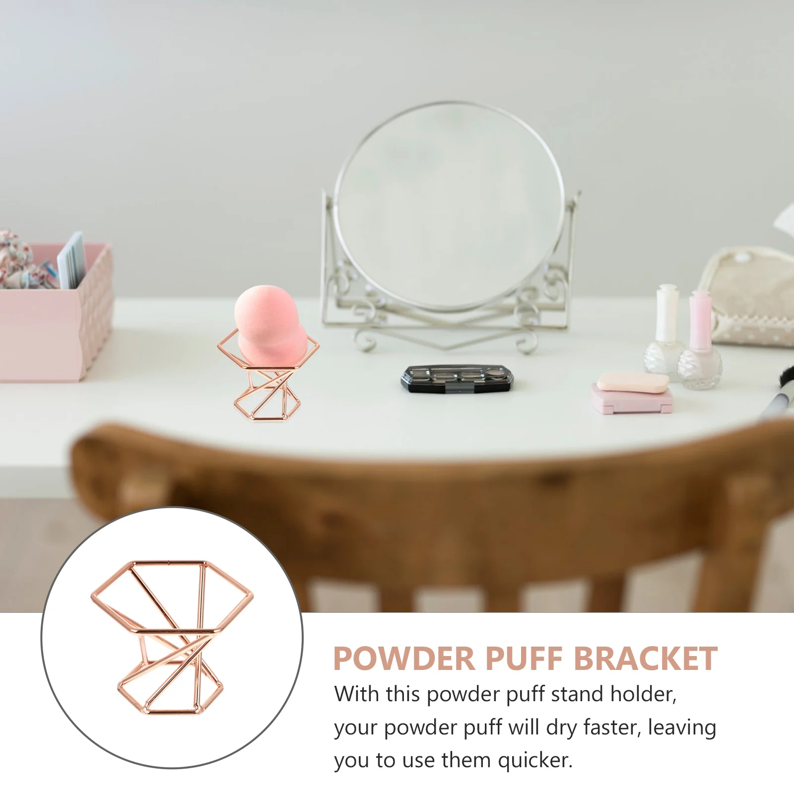 

2pcs Powder Puff Holder Elegant Chic Drying Rack for Makeup Sponge Storage Shelf Beauty Brush Practical