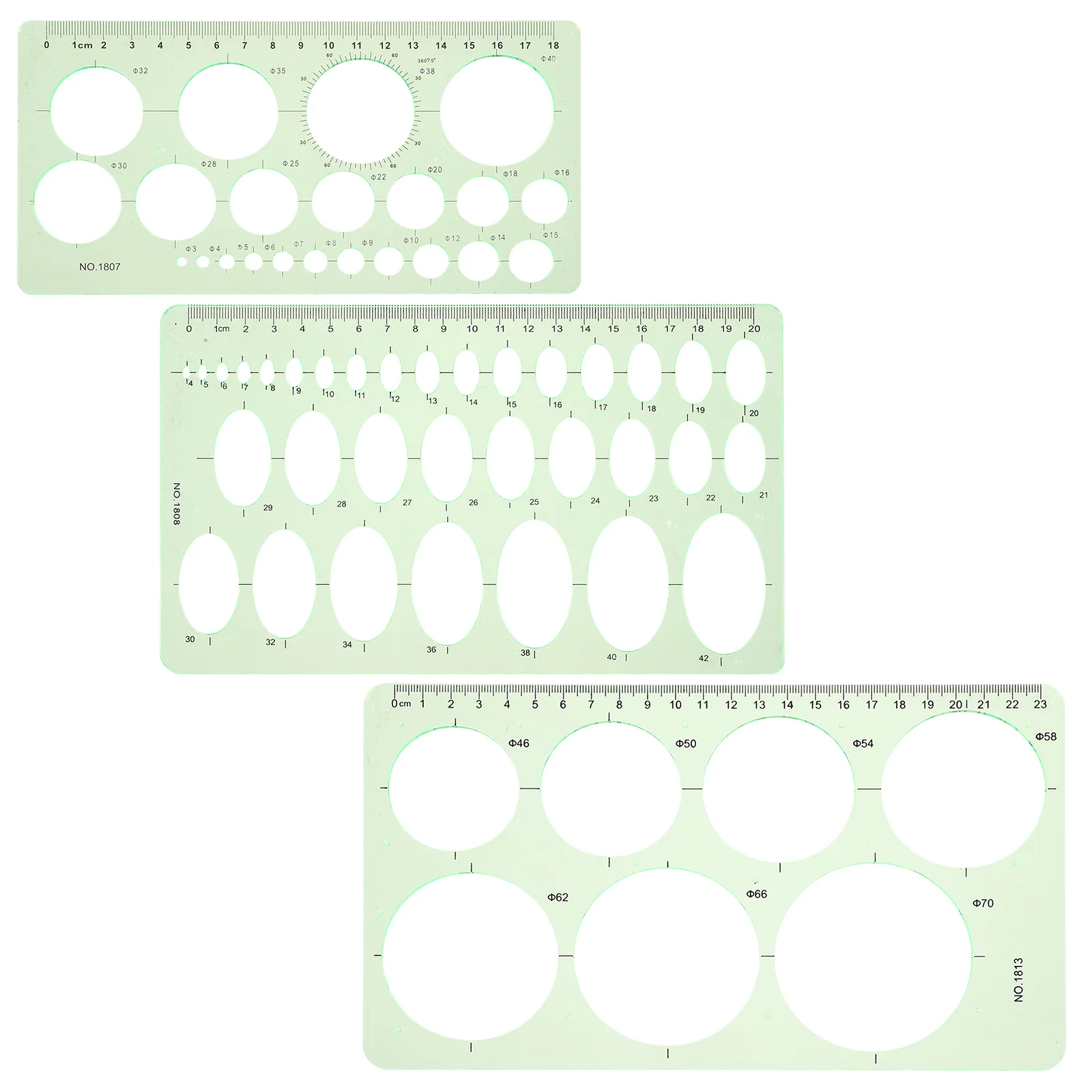 3pcs Geometry Pattern Drawing Template Plastic Measuring Ruler For Drafting Architecture Students Diy Tools Geometric Shapes