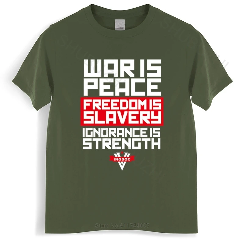 New Arrived Mens t shirt Ingsoc slogan George Orwell 1984 Big Brother Socialism War is Peace new fashion tee-shirt man tee