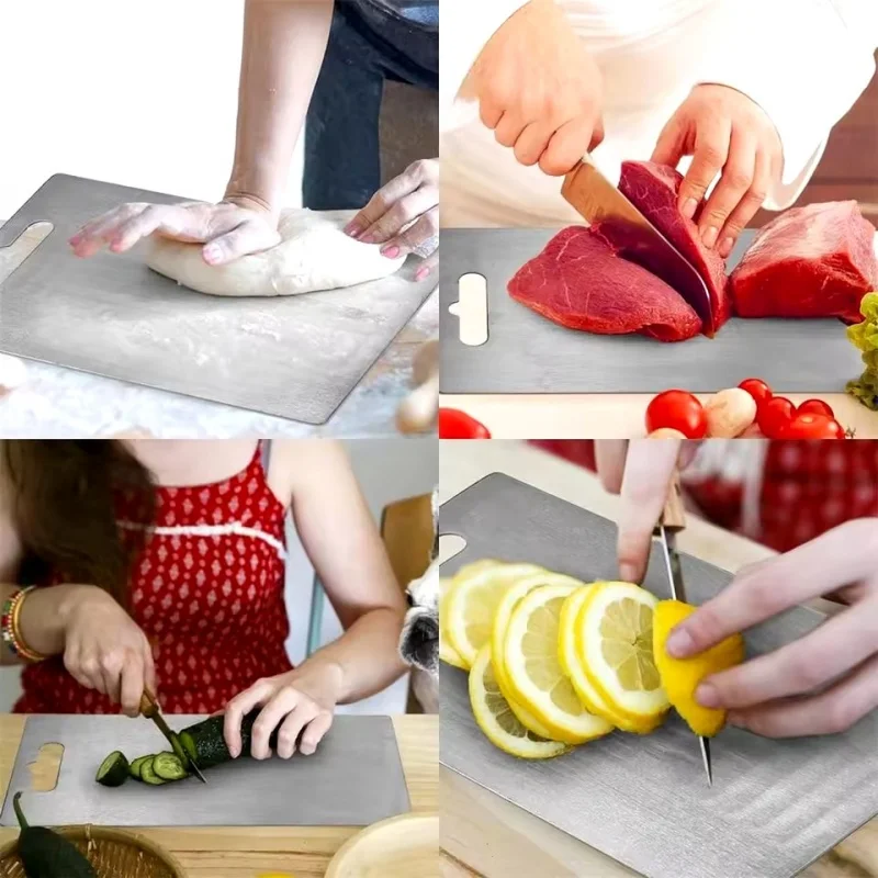 Board Kitchen Titanium Cutting Boards For Stainless 304 Steel Thickened Double-Sided Food Grade Portable Fruit Meat Chopping