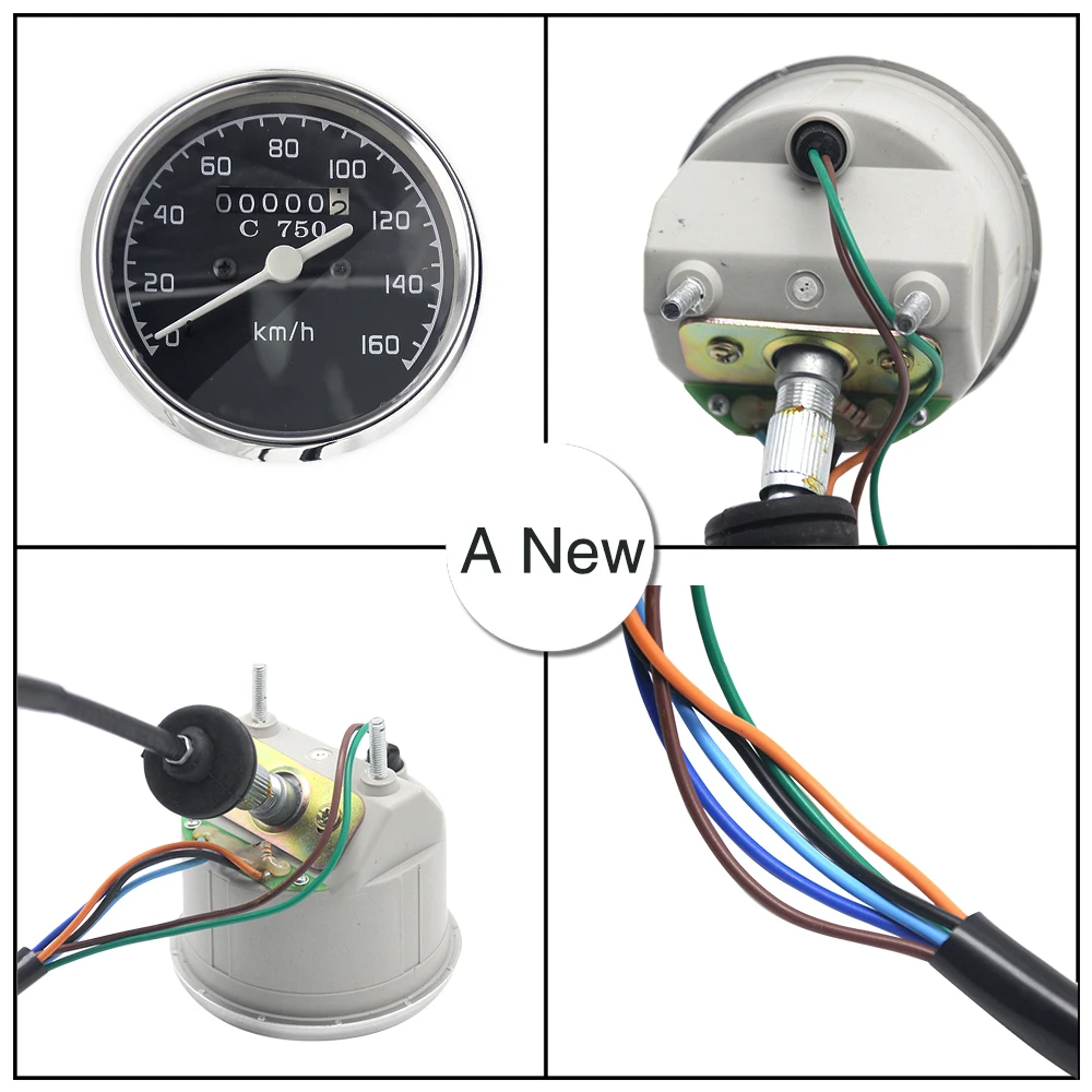 Alconstar- 120KM/160KM Motorcycle  CJ-K750 Retro Round Speedometer for BMW R50 R1 R71 R12 for Ural M72 Install At Headlight