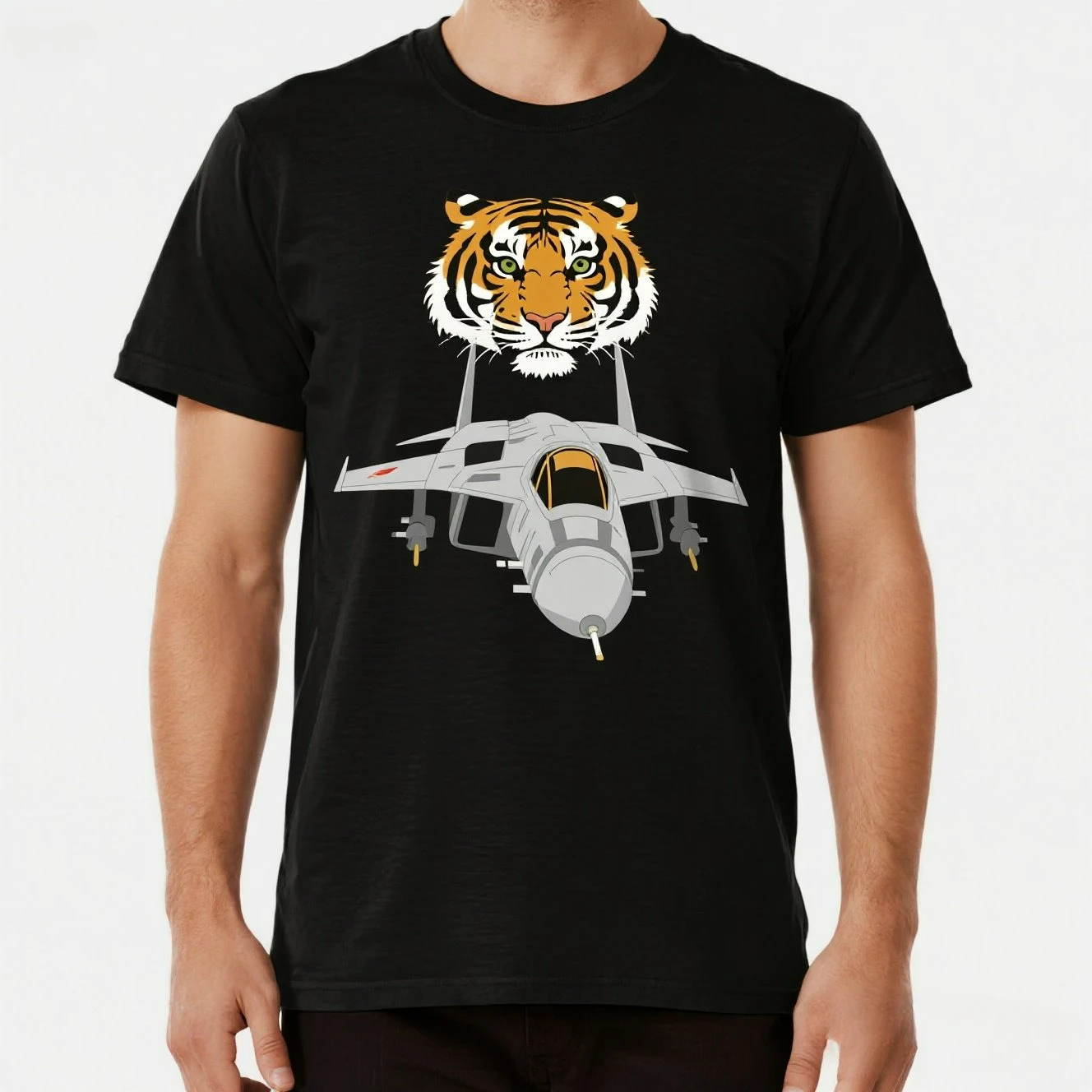 Tiger Meet F-18 Hornet Fighter Coating T-Shirt. Summer Cotton Short Sleeve O-Neck Mens T Shirt New S-3XL