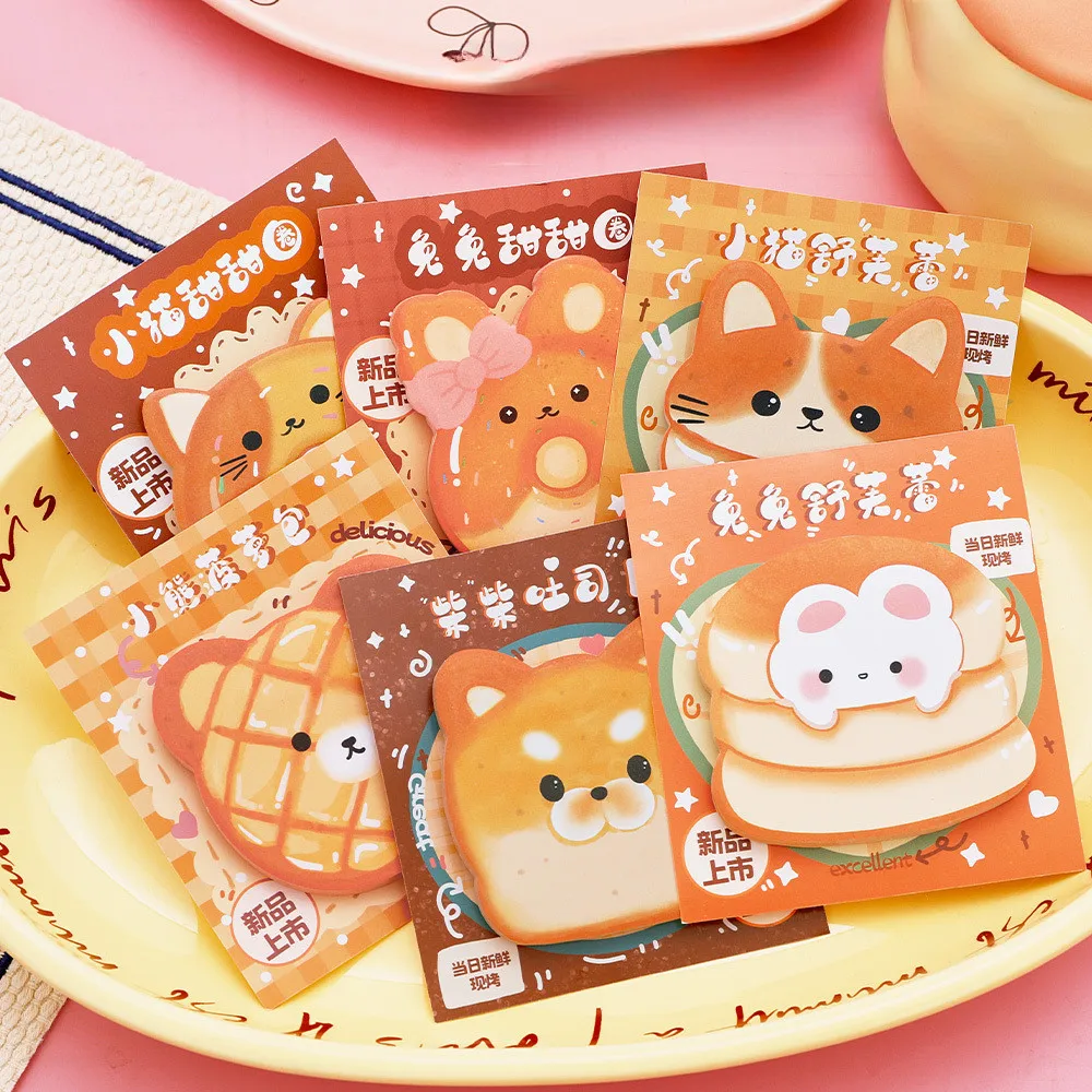 

30 листов мультяшный хлеб, липкие заметки, студенческая памятка, сделай сам, декоративные наклейки для справочника, канцелярские принадлежности, офисный блокнот, наклейки с сообщениями