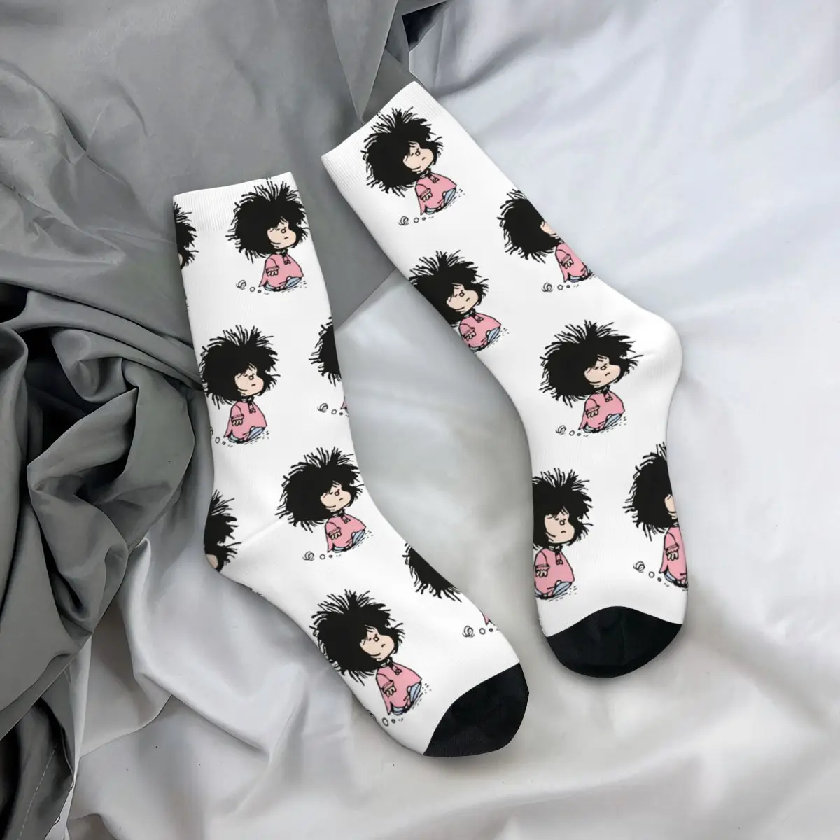 Mafalda Quino Comics Stockings Design Trendy Socks Autumn Anti Skid Socks Men Running Sports Soft Socks