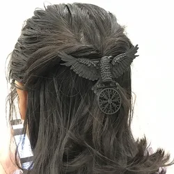 New Women Viking Black Oversized Crow Hair Clip For Girls Vintage Goth Punk Raven Wing Hairpin Hair accessories Gift Haarschmuck