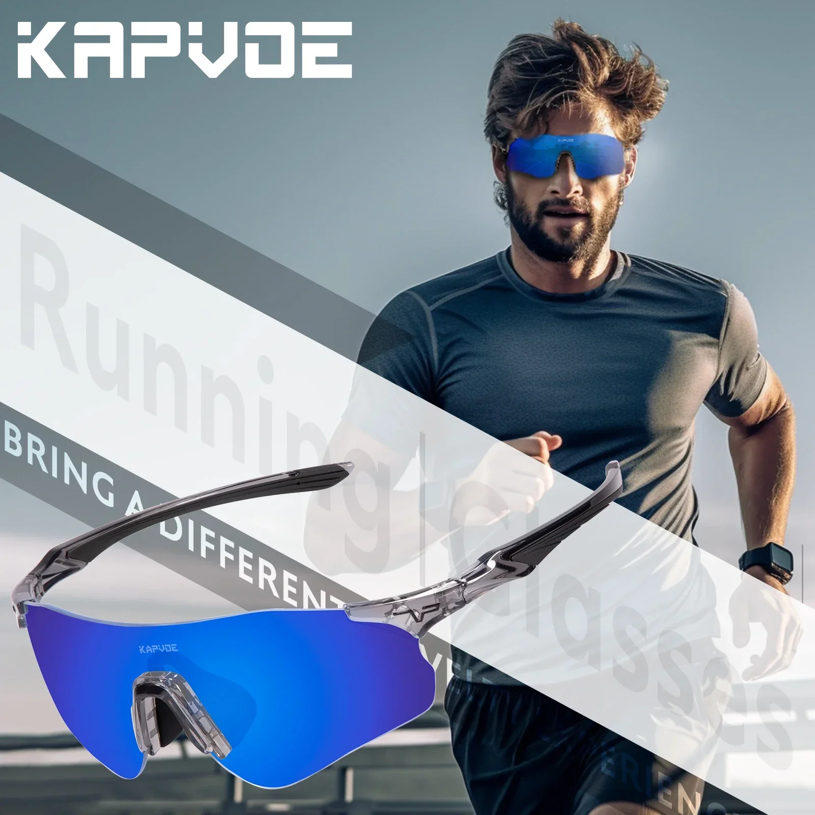 Kapvoe Color Photochromic Sunglasses Running Glasses Men Outdoor Sports Women Cycling Sunglasses MTB Eyewear Road Bicycle UV400