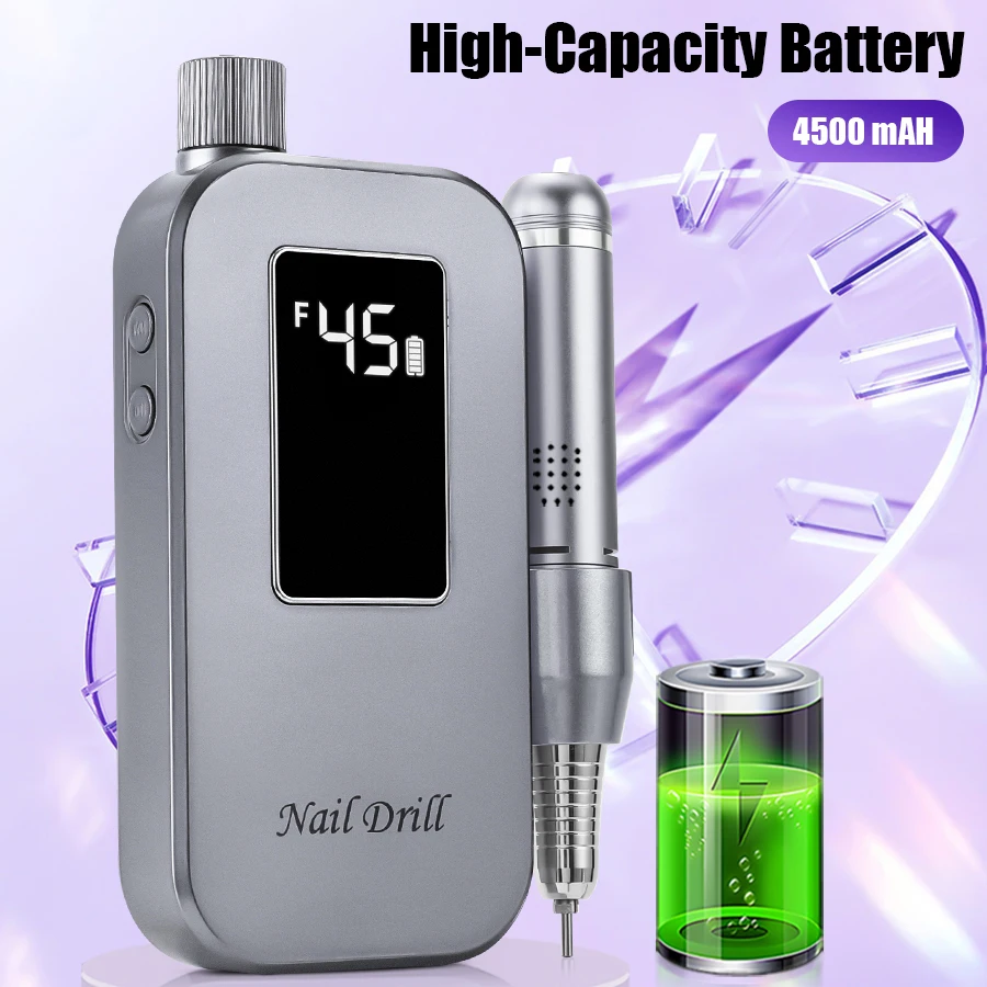 45000rpm máquina de broca do prego recarregável arquivo de unhas acessórios gel unha polonês lixadeira ferramenta profissional manicure conjunto para w