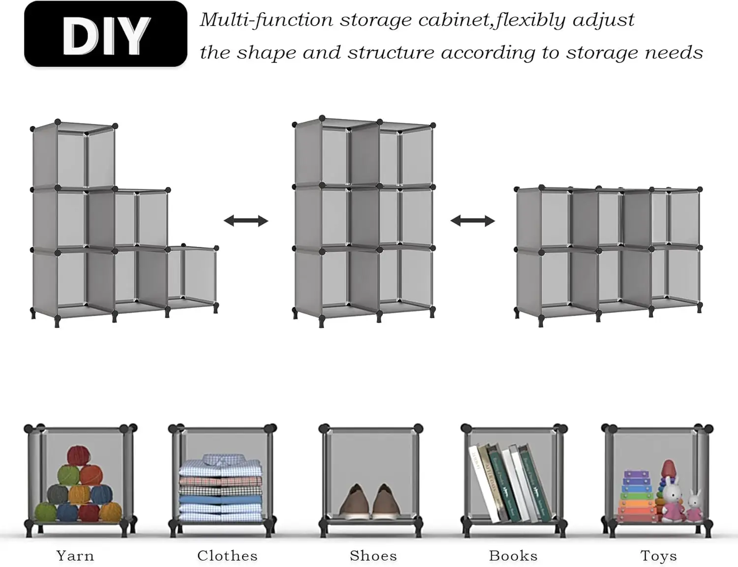 Cube Storage Organizer, Storage Cubes Shelves Bookshelf, 6 Cube Closet Organizers and Storage, DIY Stackable Plastic Clothes