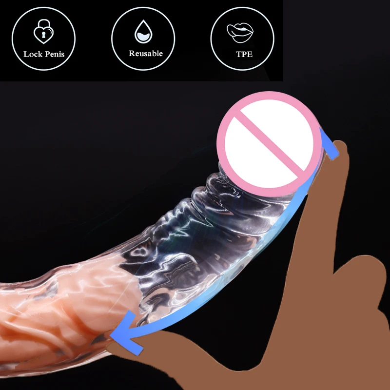 Extend 4/7/10cm Penis Sleeve Realistic Condoms Penis Extender Delay Ejaculation Dildo Enhancer Male Cock Enlarge Sleeves For Men