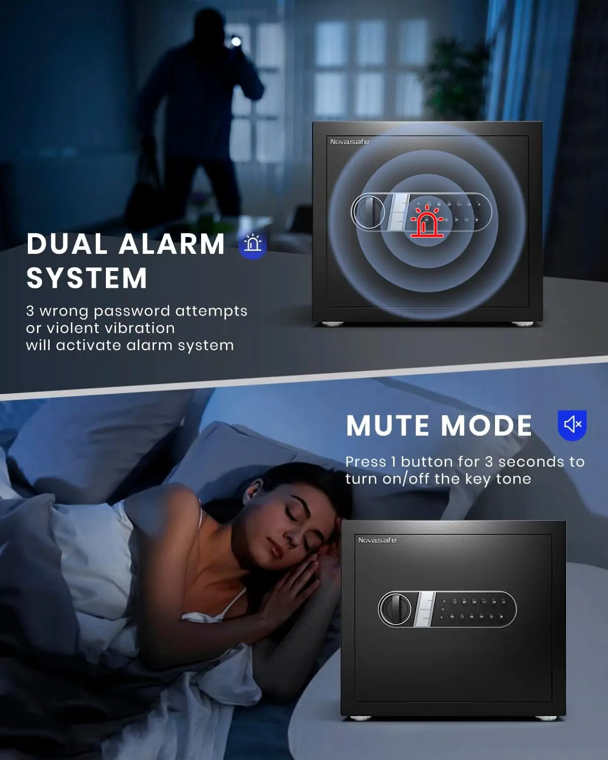 Home Safe Box with Key & Fireproof Waterproof Bag, 1.4 Cu Ft Money Safe for Cash Office Cabinet, Anti-Theft Security Box, Digita