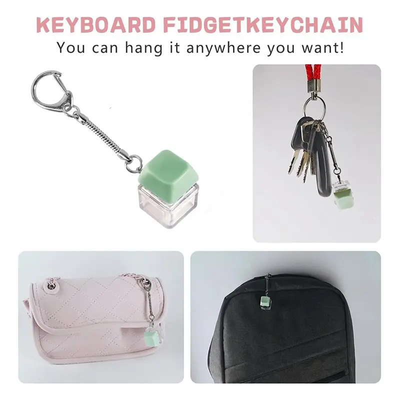 B05C-Keyboard Fidget -Silent Clicking Sensory For Adults, Portable Stress Relief Keychain Anxiety Relief Device