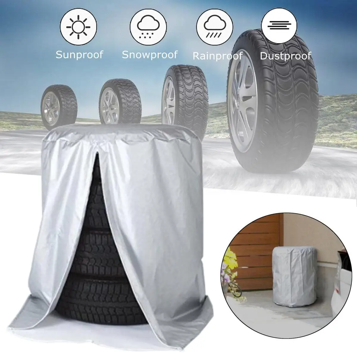 4-шины, штабелируемые чехлы для шин, пыленепроницаемые, защита от солнца, устойчивый к ультрафиолетовому излучению чехол для запасных шин, автомобильное сезонное хранилище