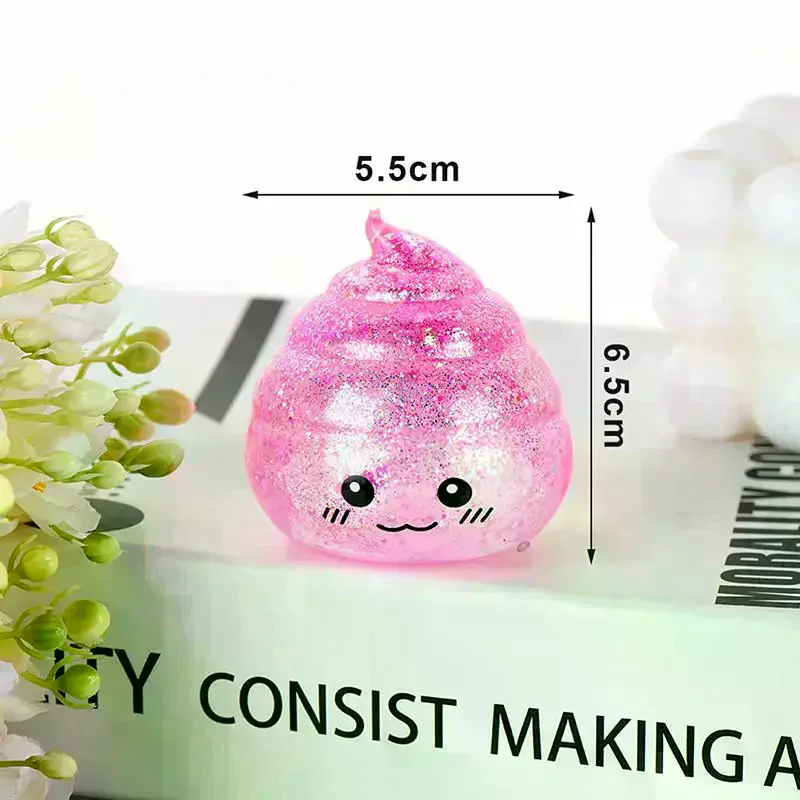 Cute Glitter Poop Squeeze Toys Soft Elastic Adorable Cartoon For Kid Party Decor
