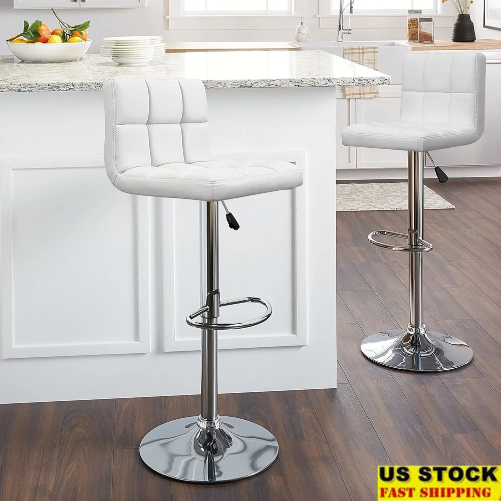 

Modern PU Leather Swivel Adjustable Bar Stool Set of 2 Kitchen Counter Stools 360 Degree Rotating Height Adjustable Durable