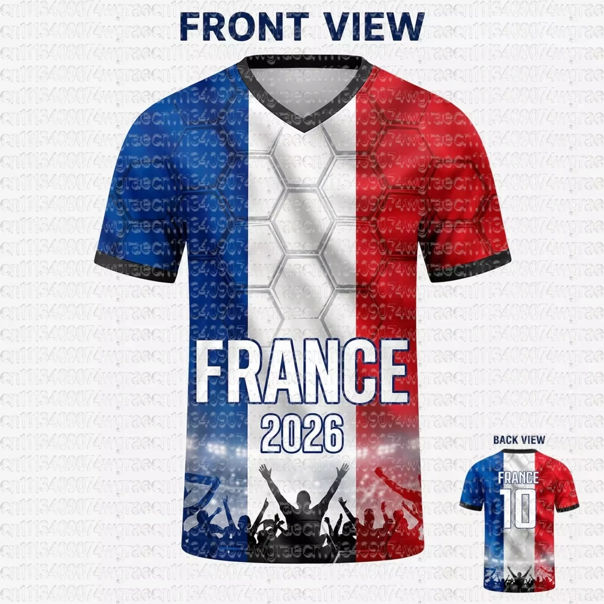 Summer France Flag Print Soccer Jersey NO.10 Men's Women's Quick Dry Sports Tees Soccer Fans Family Training T-shirt Tops