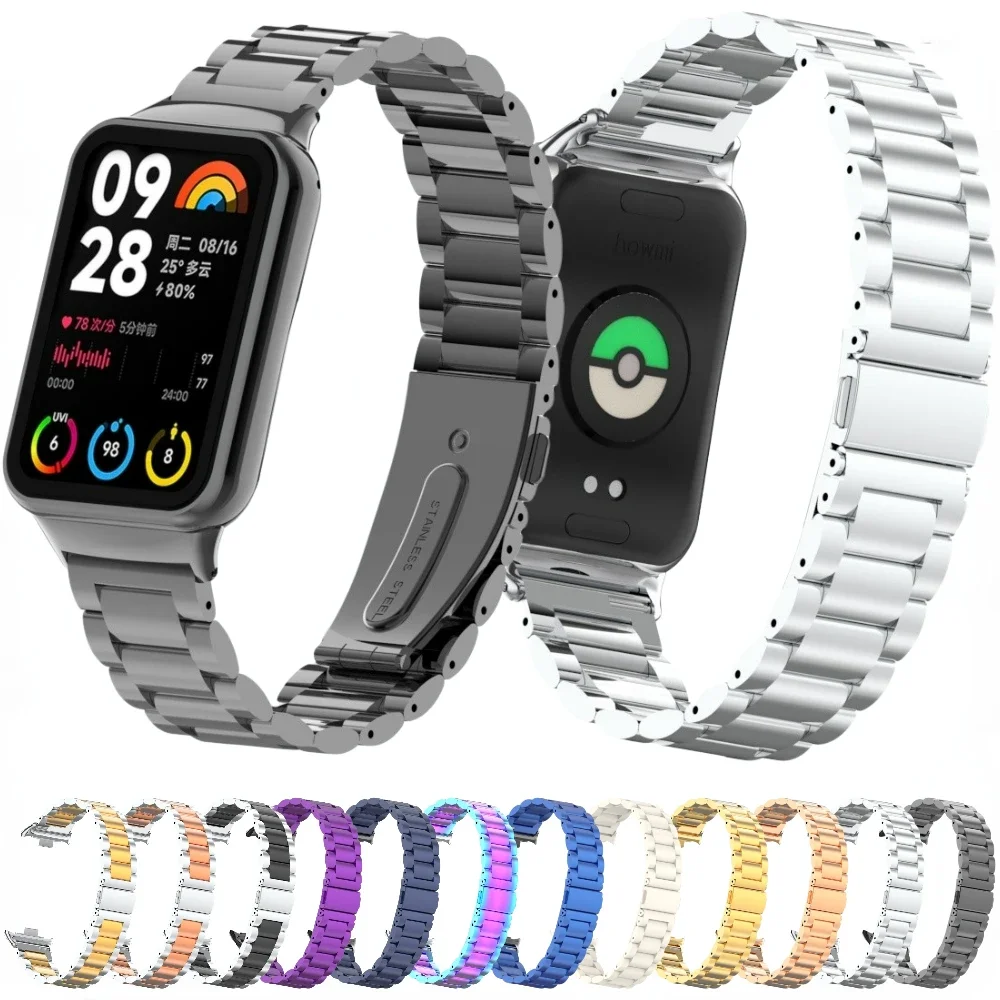 

Metal Strap for Xiaomi Mi Band 8 Pro Stainless Steel Bracelet Watchband for Redmi Watch 4 Belt Smart Watch Replacement Wristband