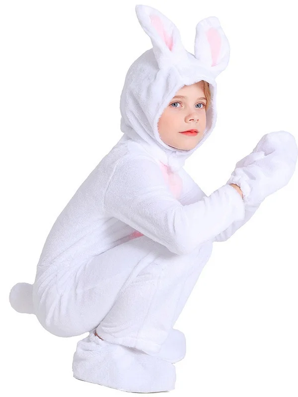 زي أداء نيسيي على شكل أرنب أبيض للهالوين ملابس لمرحلة لعب الحيوانات للبالغين من ألياف البوليستر 00% تقليدية... #2