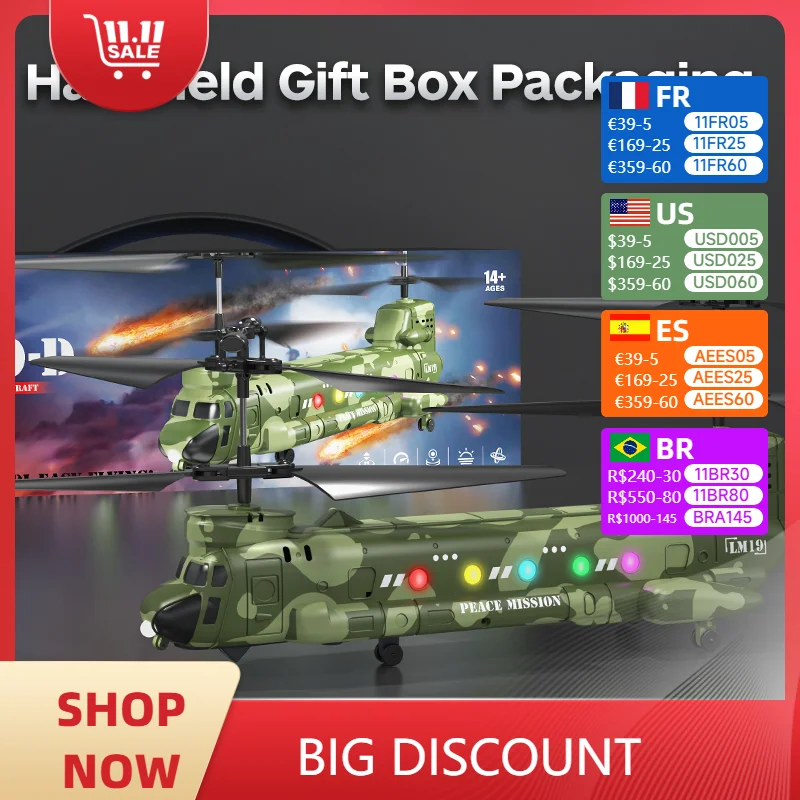 New LM19-D Chinook Helicopter 2.4g Remote Control Aircraft Hd Aerial Photography Of Children'S Military Toy Model Xmas Gift Toy