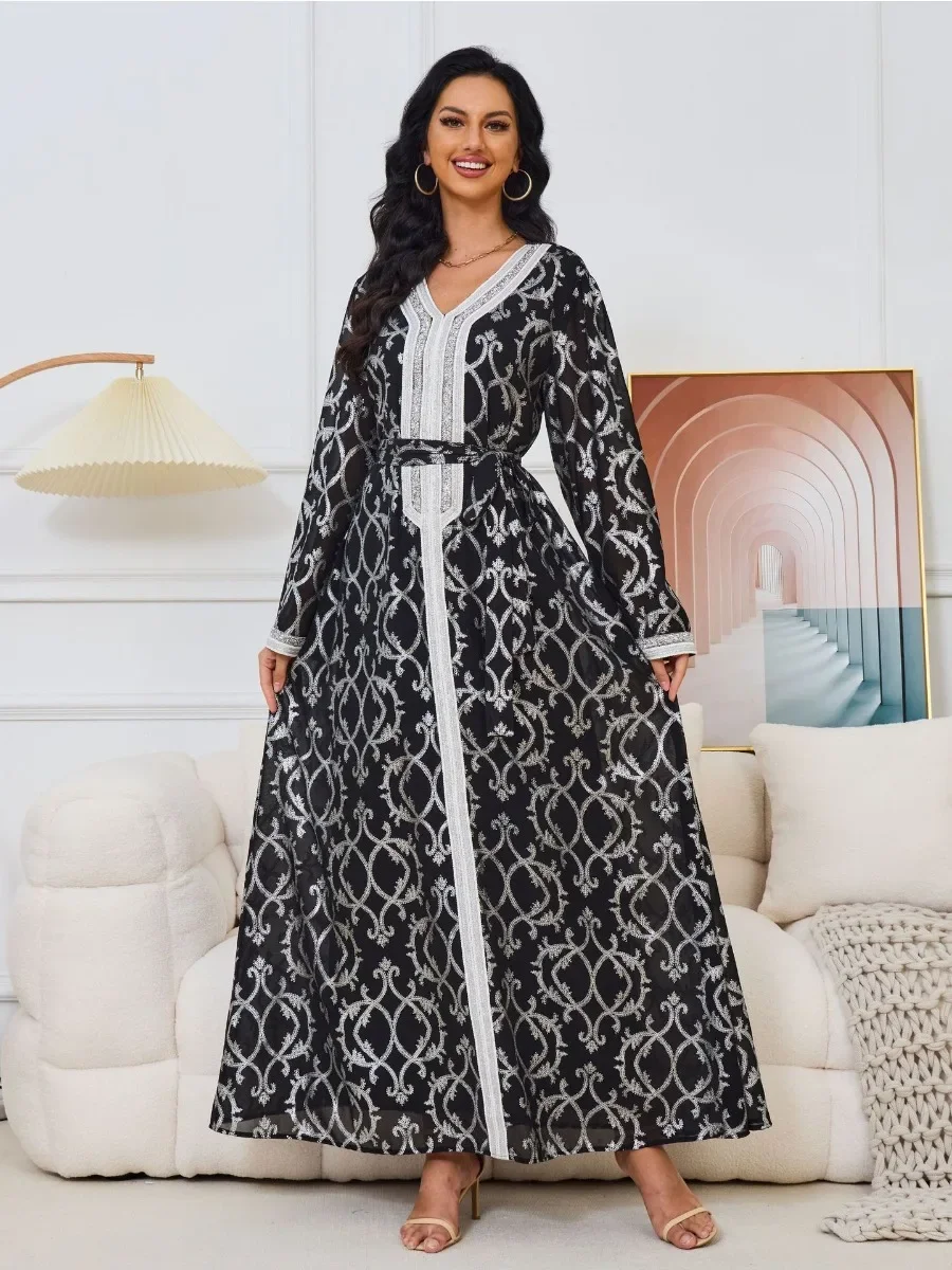 

Ramadan Muslim Dress for Women Abaya Lace-up Kimono Eid Party Abaya Jalabiya Long Dresses Morocco Kaftan Vestido Dubai Gown Robe