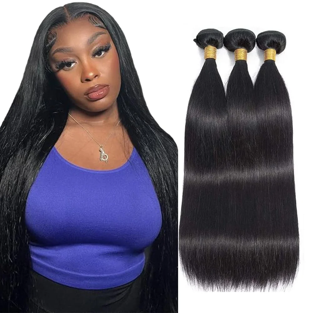 

12A Bone Straight Human Hair Bundles 100% Unprocessed Brazilian Virgin Hair 32 40 Inch Raw Hair Double Bundles Weave Extens Weft