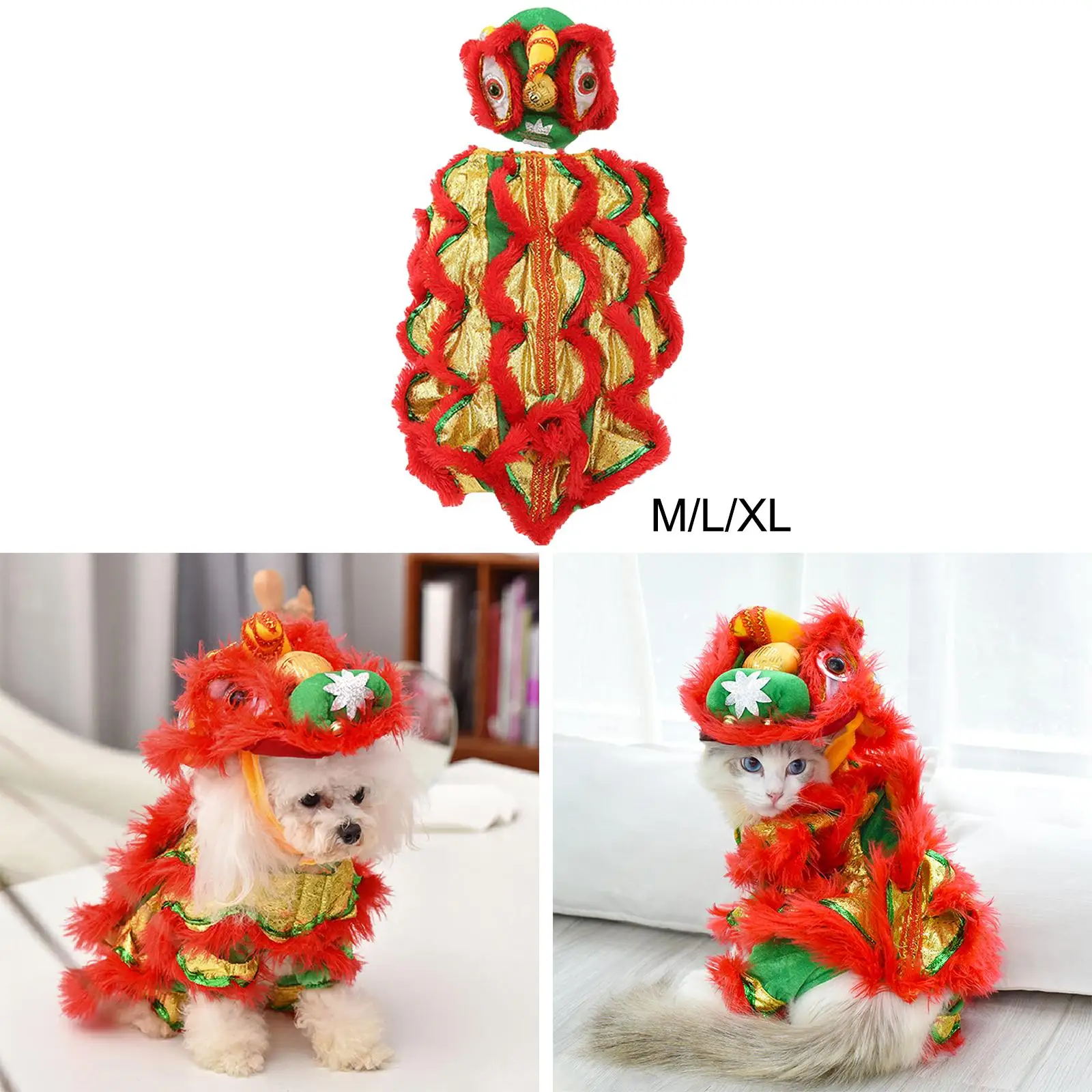 New Year Cat Dog Clothes Lion Dance Clothes for Themed Party Cosplay Holiday