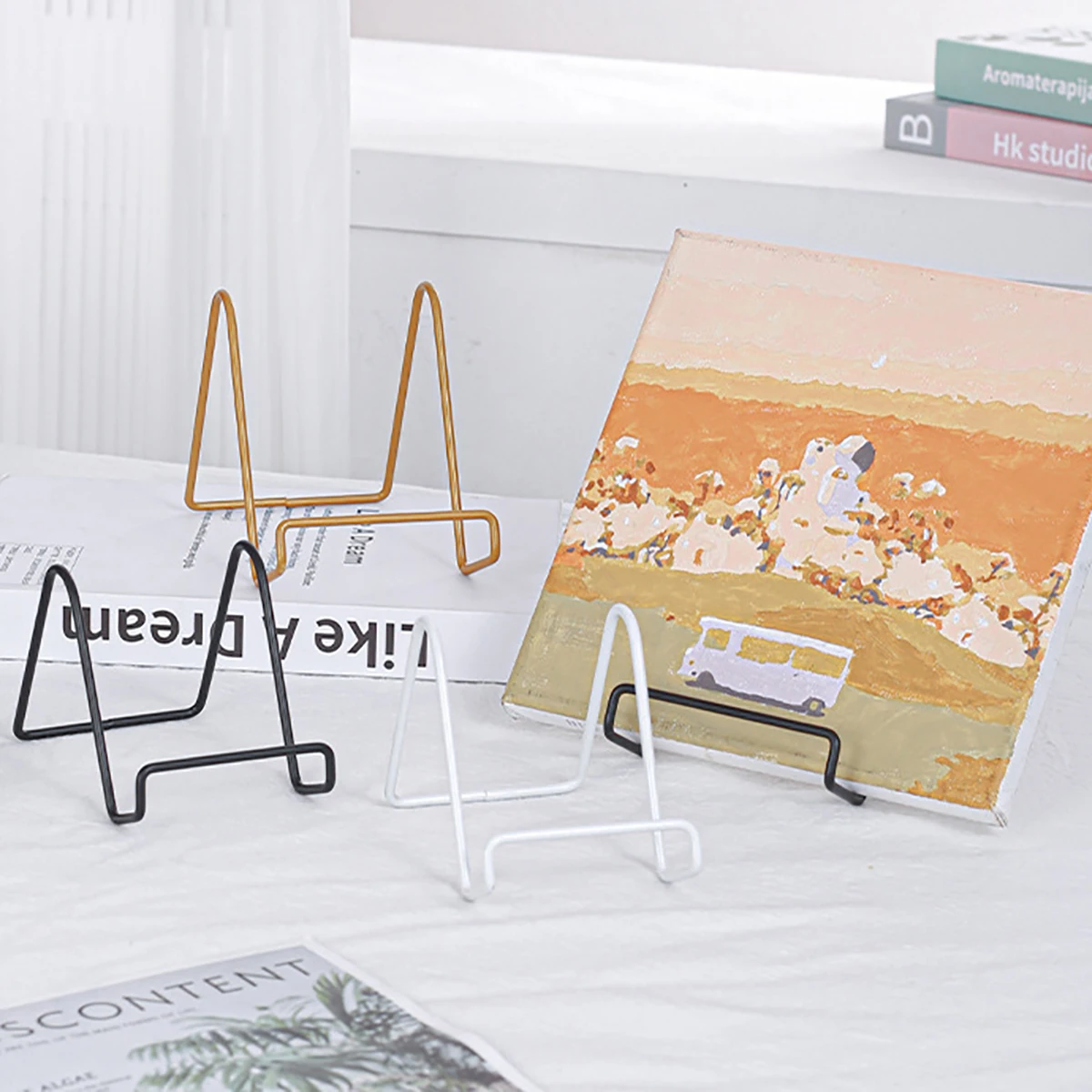 Plate Holder Display Stand Metal Frame Rack Stands for Picture Book Photo Easel Creation Collectibles