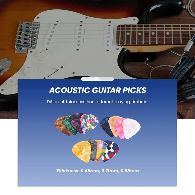 60 Pack Abstract Art Colorful Guitar Picks, Unique Guitar Gift For Bass, Electric & Acoustic Guitars Includes 0.46Mm, 0.71Mm, 0.