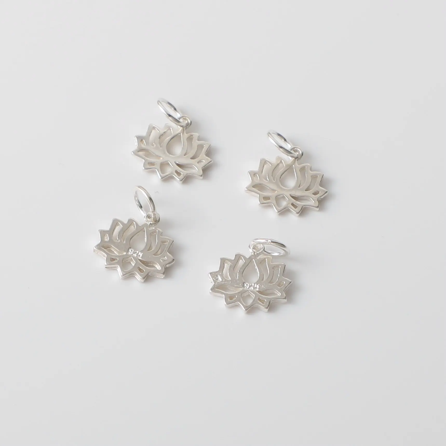 100% Solid 925 Sterling Silver Accessories Lotus Flowers Charms Pendant  Fit DIY Bracelet Pendant Necklace Fine Jewelry