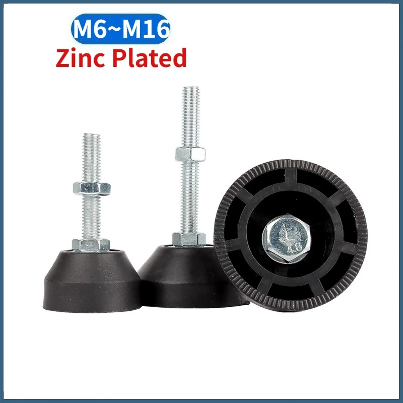 Beicai M6 M8 To M16 Zinc Plated Carbon Steel Adjustable Lathe Leg Thread Type Levelling Feet Swivel Base Articulating Legs