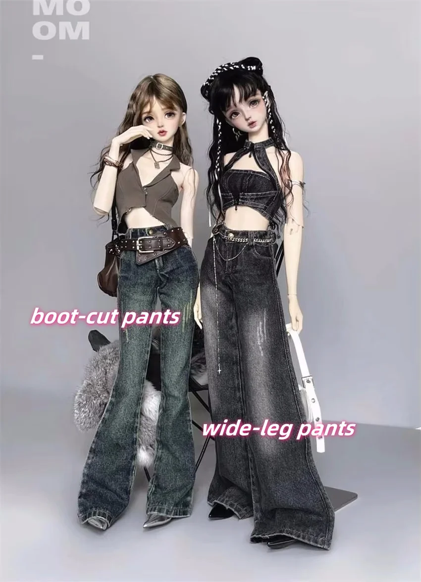 BJD Puppe Jeans Kleidung Blau Mädchen Spielzeug Elegante 1/3 1/4 Boot-cut Hosen Denim Serie Retro Waschen Micro Breite bein Puppe Zubehör – Detail 8