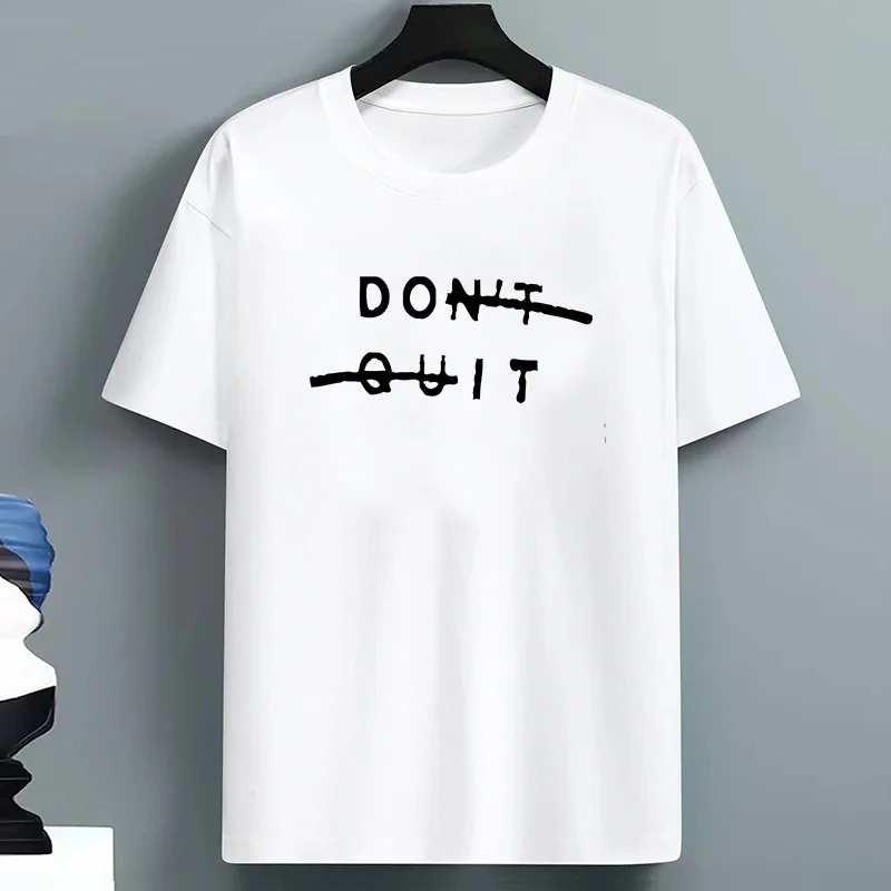 

2025 Summer Women's Graphic Tees Short Sleeve Don't Quit Letter Print Top Crewneck Casual Regular Women's Summer Clothing