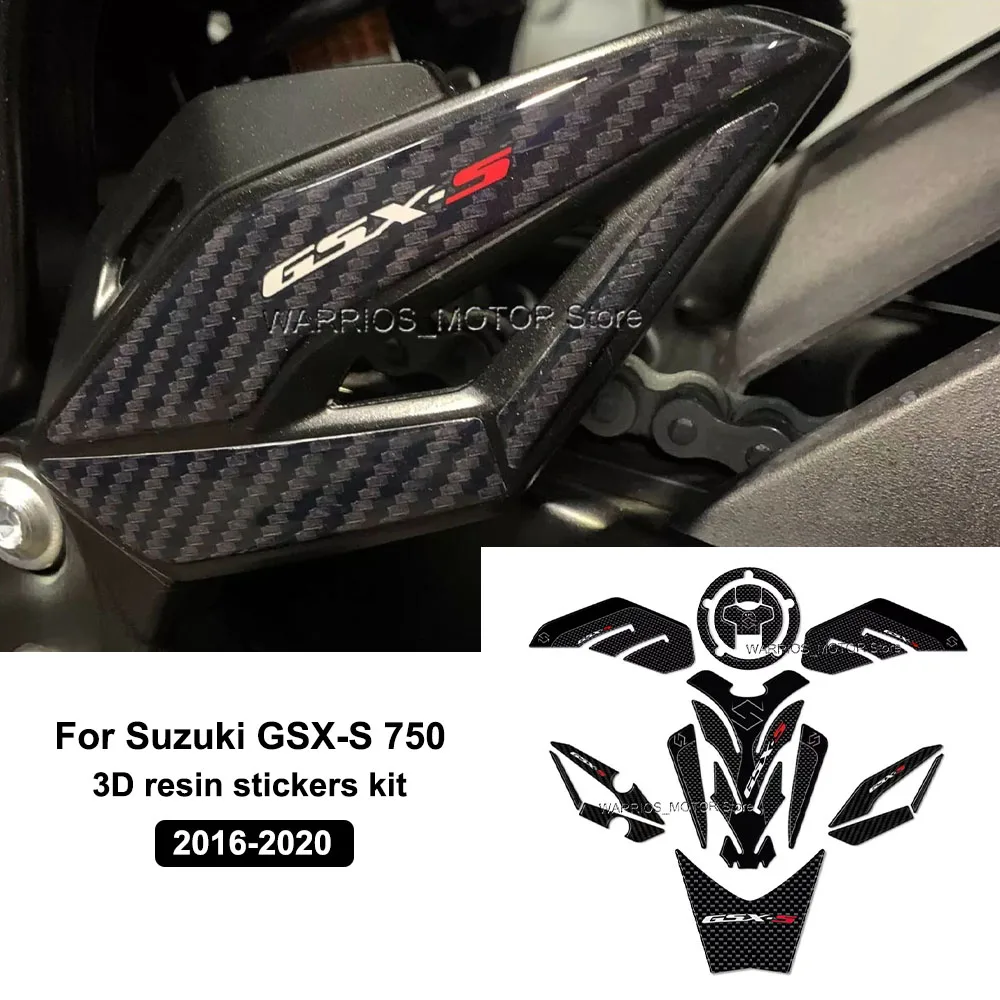 

Для Suzuki GSX-S 750 2016-2020 мотоциклетные защитные наклейки на бак, 3D наклейки из эпоксидной смолы, комплект новых декоративных наклеек