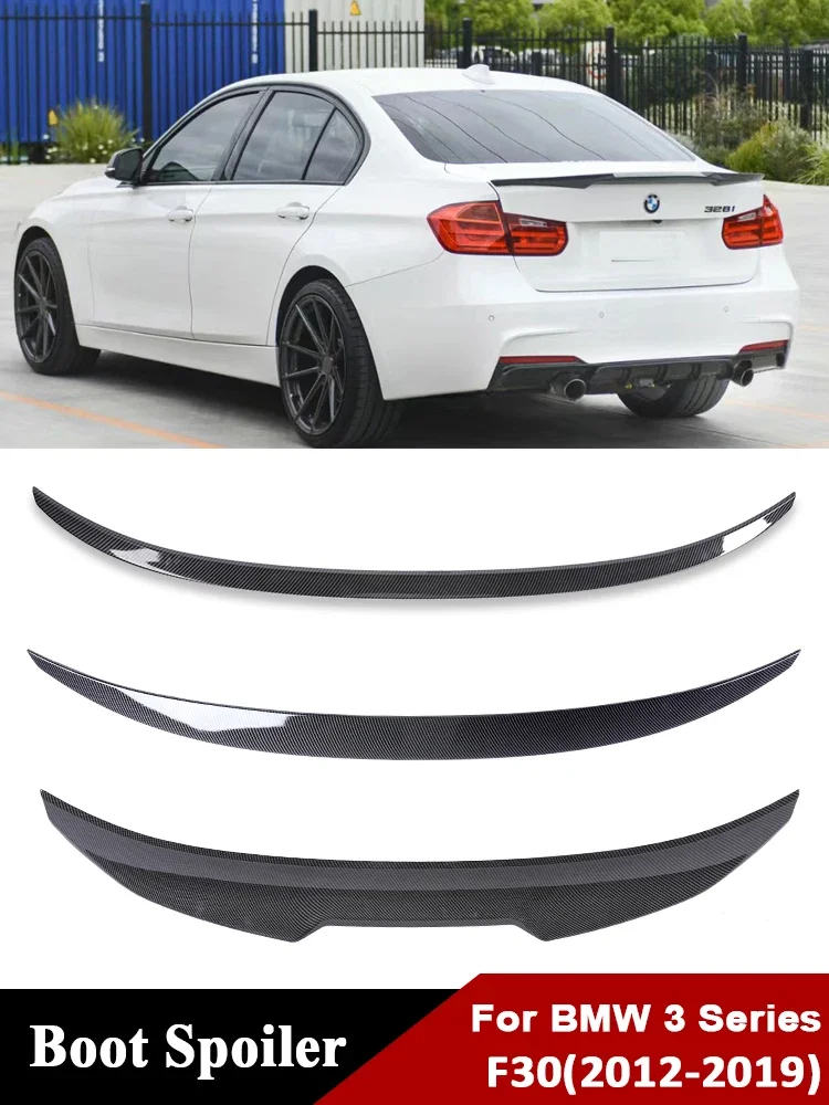 Carbon Fiber Rear Bumper M4 Style Spoiler Trunk Wing Lip Kit Diffuser for BMW 3 Series F30 2012-2019 325i 320i Gloss Black