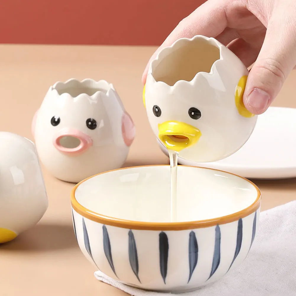 Cartoon Egg Separator Mini Egg White and Yolk Separator Practical and Simple Ceramic Egg Separator Suitable KitchenTools