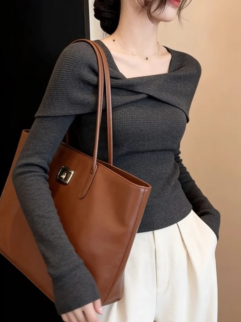 

Уникальный вязаный свитер с коротким рукавом, корейская модная зимняя одежда, красивый, простой, повседневный, с круглым вырезом, с длинными рукавами