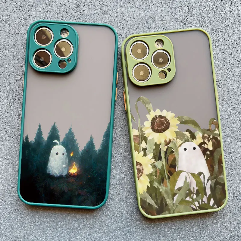 Cute Ghost Halloween Phone Case For iPhone 14 15 16 Plus 13 12 11 Pro Max Mini XS XR SE20 7 8 Plus Shockproof Back Cover Fundas